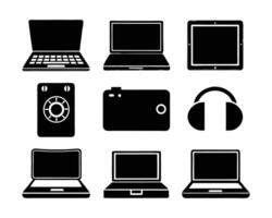 laptop elements bundle set silhouette vector