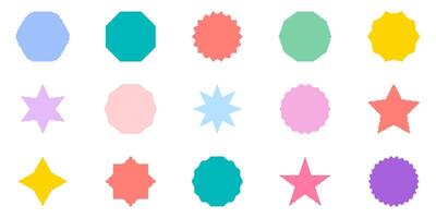 Colorful Geometric Shapes Pixelated Icon Set. Pixel Art Symbol Collection Of Vibrant Geometric Designs In Various Colors And Shapes. Isolated Illustration vector