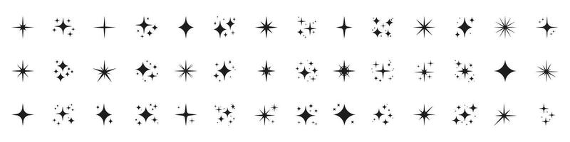 Starburst Shapes Design Elements Solid Icon Set. Decorative Starlight And Sparkle Silhouette Symbol Collection. Isolated Illustration vector