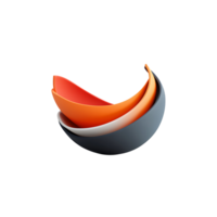 A colorful orange and black ball with a curved edge png