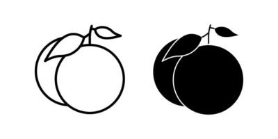 tangerine Icon set. Symbol isolated white background. illustration. color editable. vector