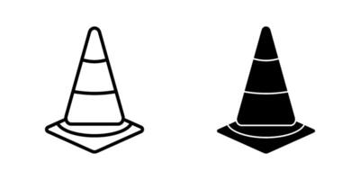 Traffic cone icon set. Symbol isolated white background. illustration. color editable. vector