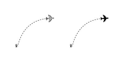 Plane track Icon set. Symbol isolated white background. illustration. color editable. vector