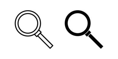 magnifying glass Icon set. Symbol isolated white background. illustration. color editable. vector
