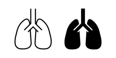 Lungs Icon set . Symbol isolated white background. illustration. color editable. vector