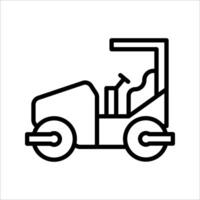 road roller Icon Symbol isolated white background. illustration. color editable. vector