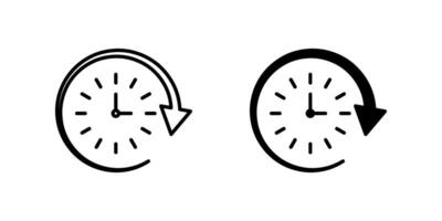 Clock and circular Icon set. Symbol isolated white background. illustration. color editable. vector