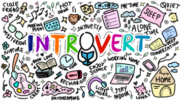 Colorful Introvert Doodle Illustration with Hobbies and Interests png