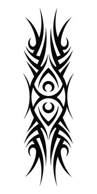 Decorative Tribal Tattoo with Flowing Black Ink and Meaningful Symbols