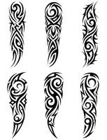 Unique Tribal Arm Tattoos Featuring Sharp Patterns and Abstract Linework vector