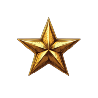 Golden Star Design, Create a Transparent Background Image with Precise Details. png