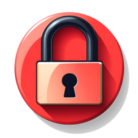 Create Padlock Icon with Transparent Background, Red Circle Design png