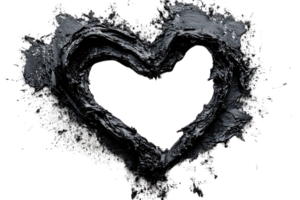 Create a Heart Shape with Black Paint on Transparent Background, Digital Art Design png