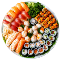 Sushi Platter, Salmon, Tuna, Shrimp, Rolls, Transparent Background png