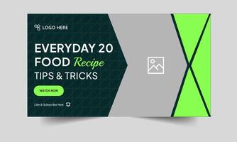Trendy illustration food recipe tips youtube thumbnail banner template design, eps10 file format vector