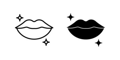 Lips icon set. Symbol isolated white background. illustration. color editable. vector