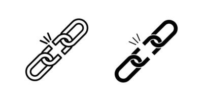 Broken link Icon set. Symbol isolated white background. illustration. color editable. vector