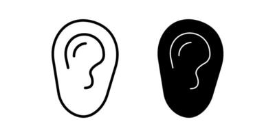 Ear icon set. Symbol isolated white background. illustration. color editable. vector