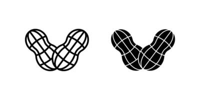 peanut icon set. Symbol isolated white background. illustration. color editable. vector