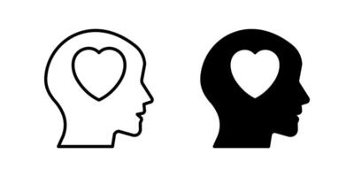 Head heart Icon set.Symbol isolated white background. illustration. color editable. vector