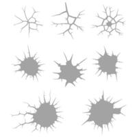 a set of different crack and crack patterns vector