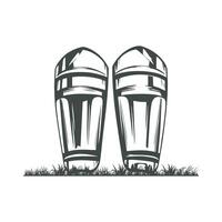 two soccer leg guards on grass with a white background vector