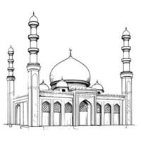 a drawing of a mosque with two minarets vector