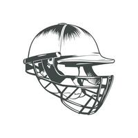 a black and white illustration of a cricket helmet vector