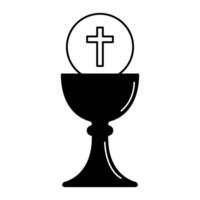 Silhouette of a Chalice and Host, Christian symbol of the Eucharist. illustration vector