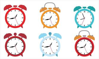 Alarm clock icon set in 6 different colors vector