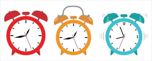 Alarm clock icon set in different colors vector