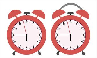 Red alarm clock icon set vector