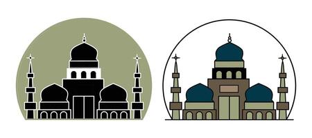 Two Simple Mosque Illustrations in Outline Style vector