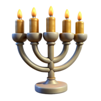 impressive rustic Hanukkah Menorah with Nine Candles Isolated Element authentic png