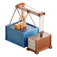 extraordinary rustic Harbor Crane Loading Container Isolated png