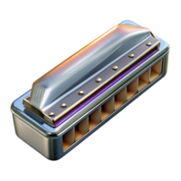 dramatic modern Harmonica Chrome Finish Isolated Element Transparent Background original png