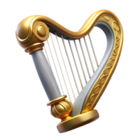 stunning artistic Harp Gold Details Cutout Transparent Background authentic png