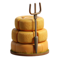 beautiful traditional Hay Bale Stack Cutout with Pitchfork high quality png