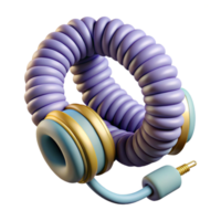 vibrant contemporary Headphone Cable Coiled Design Transparent Background Cutout png