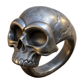 deslumbrante artístico pesado metal crânio anel isolado topo Visão autêntico png