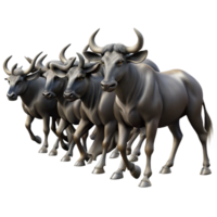 wonderful rustic Herd of Wildebeest Migration Silhouette Transparent Background genuine png