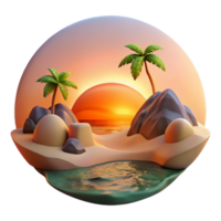 beautiful traditional Hidden Beach Sunset Orange Sky Transparent Background authentic png
