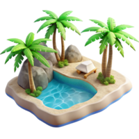 serene rustic Hidden Beach Palm Trees Ocean View Transparent Background authentic png
