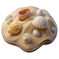 vibrant vintage Hidden Beach Seashells Sand Texture Transparent Background high resolution png