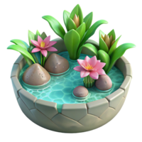serene creative Hidden Spring Water Plants Floating Isolated original png