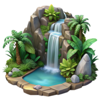 wonderful classic Hidden Waterfall Jungle Setting Lush Vegetation Cutout authentic png