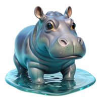magnificent artistic Hippopotamus Submerged in Water Element premium png