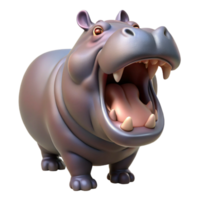 stunning rustic Hippopotamus Yawning Wide Isolated premium png