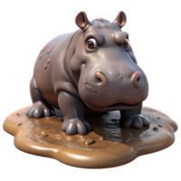 extraordinary minimalist Hippopotamus Wallowing in Mud Transparent Background professional png