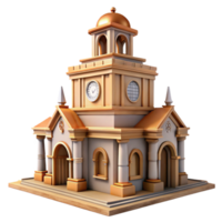 elegant rustic Historical Building with Clock Tower Transparent Background professional png